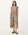 Allsaints Arwen Leopard Print Dress In Evia Sand White