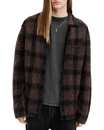 Allsaints Ash Cardigan Shacket In Brown/black