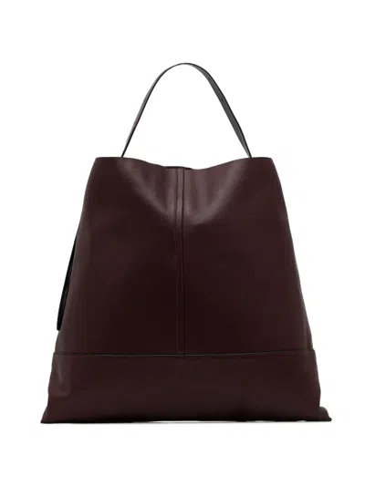 Allsaints Asha Buckle Tote Bag In Burgundy