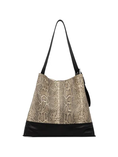 Allsaints Asha Snakeskin Buckle Shoulder Bag In Animal Print