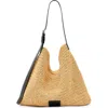 Allsaints Asha Woven Leather-trimmed Tote Bag In Nude