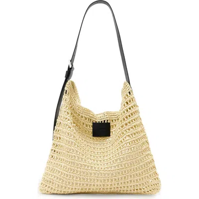 Allsaints Asha Straw Shoulder Bag In Neutral