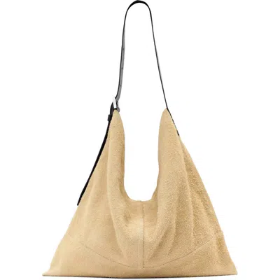 Allsaints Asha Medium Suede Shoulder Bag In Neutral