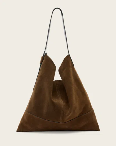 Allsaints Asha Suede Shoulder Bag In Fango Brown