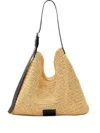 Allsaints Asha Woven Leather-trimmed Tote Bag In Nude