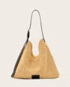 Allsaints Asha Woven Straw Hobo Shoulder Bag In Natural