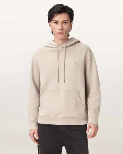 Allsaints Mens Sandstone Brow Asher Logo-embroidered Cotton Hoody Xs In Neutral