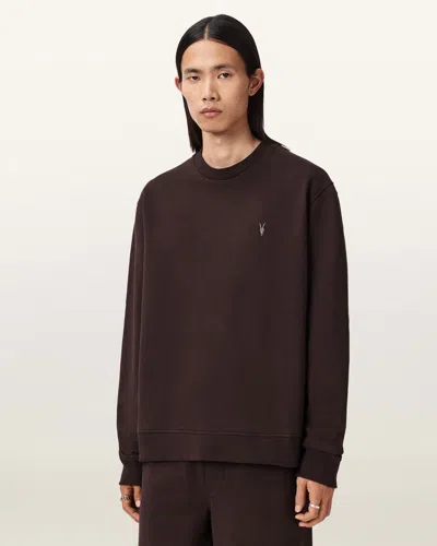Allsaints Asher Ramskull Oversized Sweatshirt In Brown