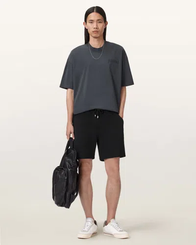 Allsaints Asher Straight Fit Ramskull Sweat Shorts In Gray