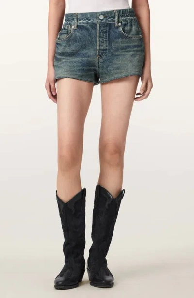 Allsaints Asher Terry Shorts In Blue