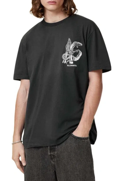 Allsaints Asp Graphic T-shirt In Washed Black