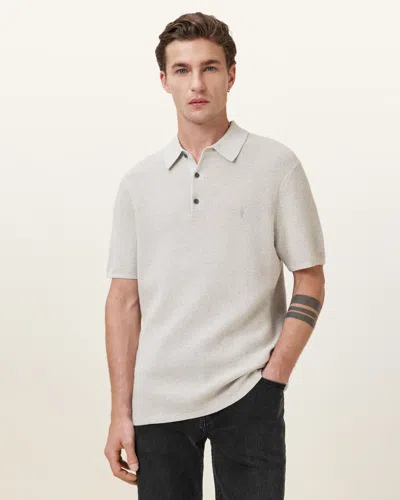 Allsaints Aspen Polo T-shirt In Cloudy Grey
