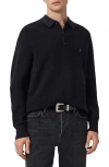 Allsaints Statten Regular Fit Polo Collar Sweater In Black