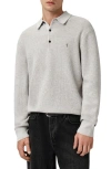 Allsaints Aspen Waffle Knit Polo In Gray