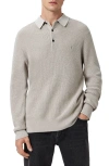 Allsaints Aspen Long Sleeve Polo Sweater In Gray