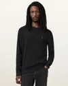 Allsaints Aspen Waffle Texture Crew Neck Jumper In Cinder Black