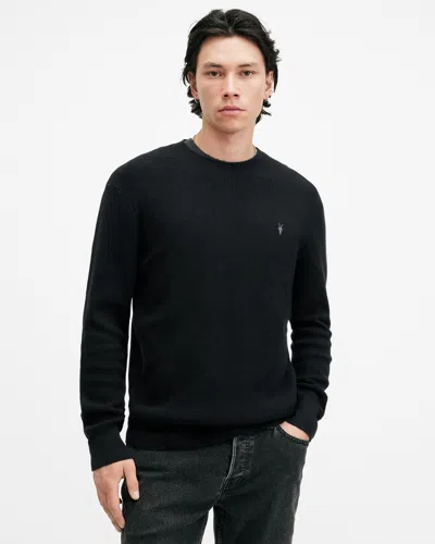 Allsaints Ivar Slim Fit Crewneck Merino Wool Jumper In Black