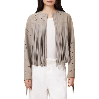 Allsaints Asta Studded Fringe Suede Jacket
