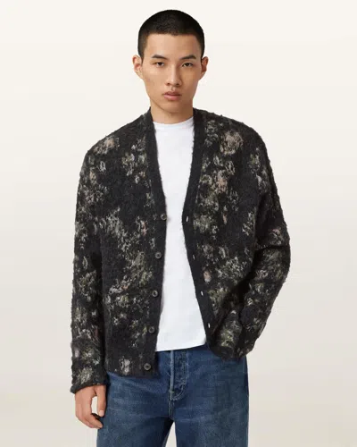 Allsaints Aster Floral Jacquard Cardigan, In Black