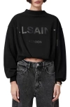 Allsaints Aster Logo Crop Sweatshirt In Black
