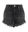 Allsaints Womens Washed Black Astrid High-rise Frayed-hem Denim Shorts In Black