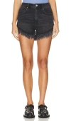 Allsaints Womens Washed Black Astrid High-rise Frayed-hem Denim Shorts In 洗水黑