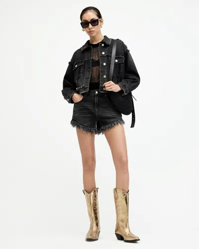 ALLSAINTS ASTRID FRAYED DENIM SHORTS