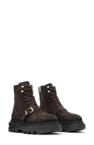 Allsaints Astrid Lugged Suede Boot In Brown