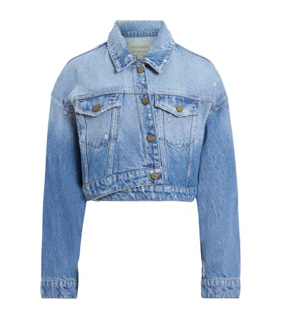 Allsaints Asymmetric Aki Denim Jacket In Blue