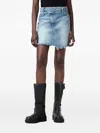 Allsaints Asymmetric Denim Mini Skirt In Blue