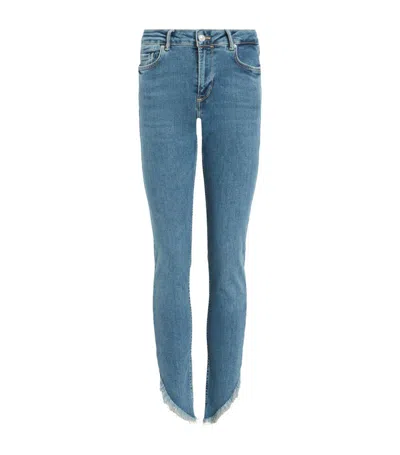 Allsaints Asymmetric-hem Dax Skinny Jeans In Blue