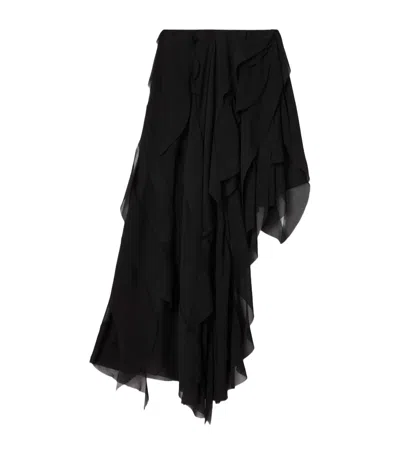Allsaints Asymmetric Ruffle Melody Skirt In Black