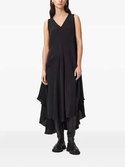 Allsaints Asymmetric Sleeveless Dress In Black
