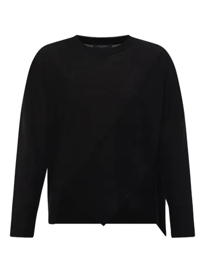 Allsaints Asymmetric Wool Sweater In Black