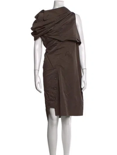 Pre-owned Allsaints Asymmetrical Knee-length Dress In Brown