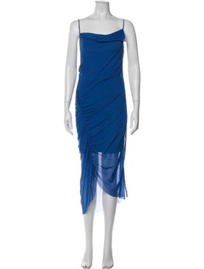Pre-owned Allsaints Asymmetrical Midi Length Dress In Blue