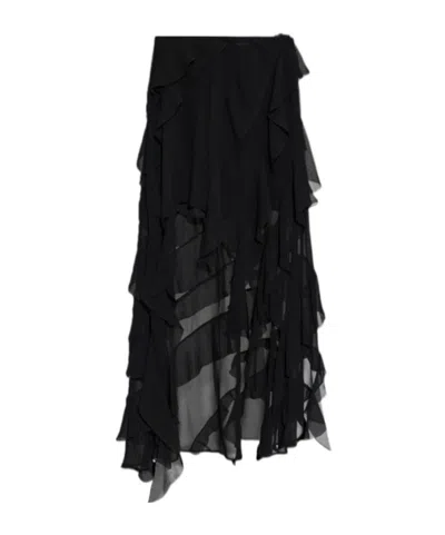 Allsaints Asymmetrical Skirt In Black