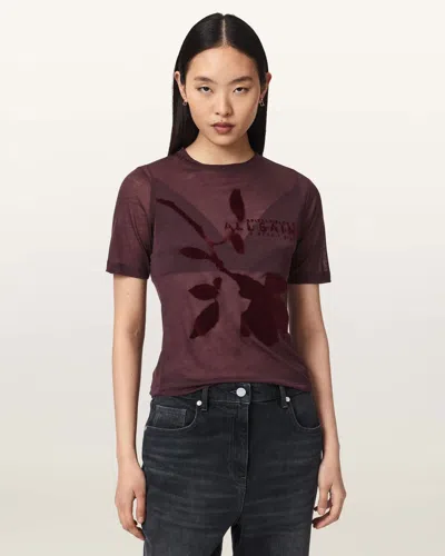 Allsaints Athea Graphic Sheer T-shirt In Red