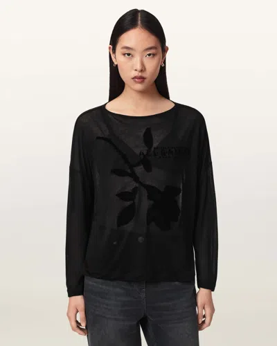 Allsaints Athea Rita Sheer T-shirt In Black