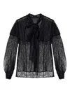 Allsaints Athena Lace Tie Shirt In Black