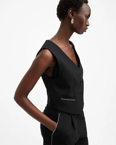 Allsaints Atlas Embellished Waistcoat In Black