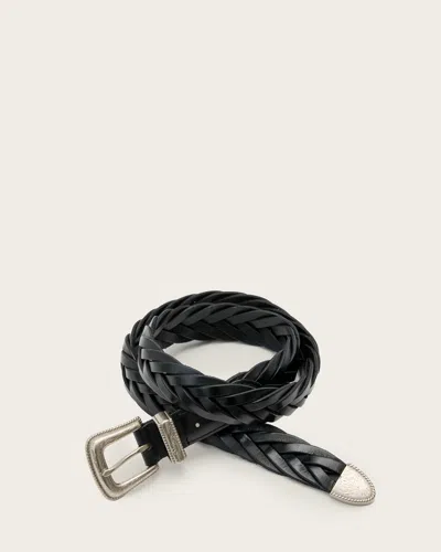 Allsaints Atlas Woven Belt In Black