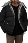 Allsaints Atmosphere Hooded Reversible Puffer Jacket In Black