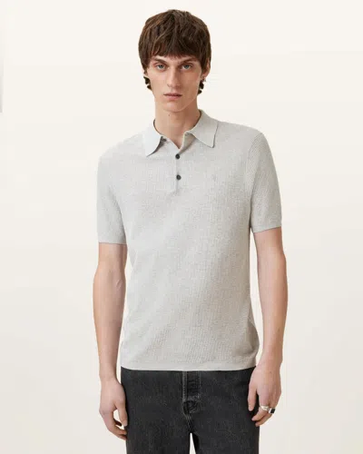 Allsaints Aubrey Ramskull Short Sleeve Polo Shirt In White