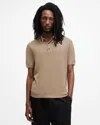 Allsaints Aubrey Ramskull Short Sleeve Polo Shirt In Fawn Brown
