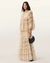 Allsaints Aude Tiered Tulle Ruffle Maxi Skirt In Neutral