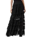 Allsaints Womens Black Arlea Elasticated-waist Lace-trim Woven Maxi Skirt In Black