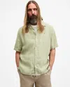 Allsaints Mens Herb Green Audley Ramskull-embroidered Hemp Shirt In Herb Green