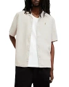 Allsaints Audley Short Sleeved Relaxed Fit Button Down Shirt In Bailey Taupe