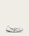 Allsaints Aurora Leather Ballet Shoe In Silver